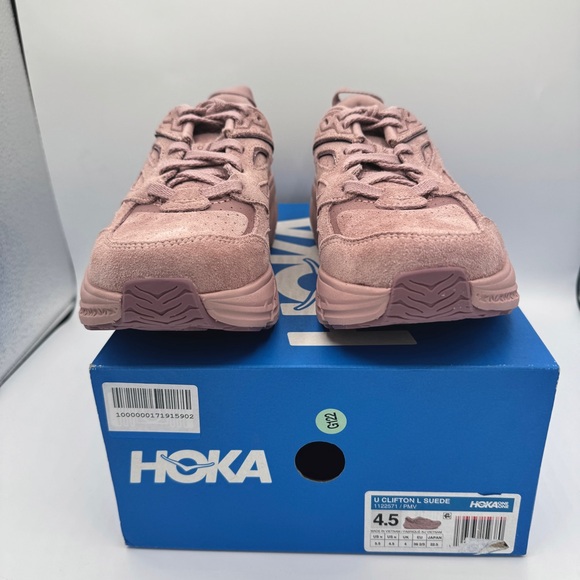 NWT Hoka Clifton Suede L Leather Pale Mauve Pink U Unisex Sneakers Shoes NEW - Picture 9 of 16